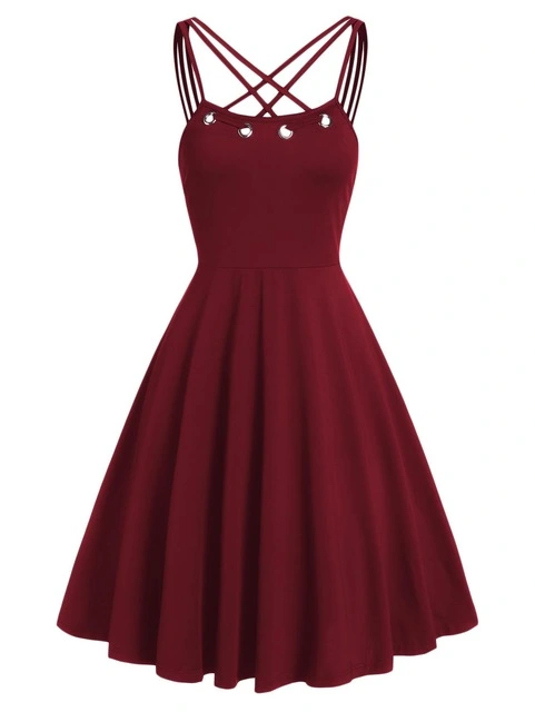Front Strappy Lace Up Casual Dress