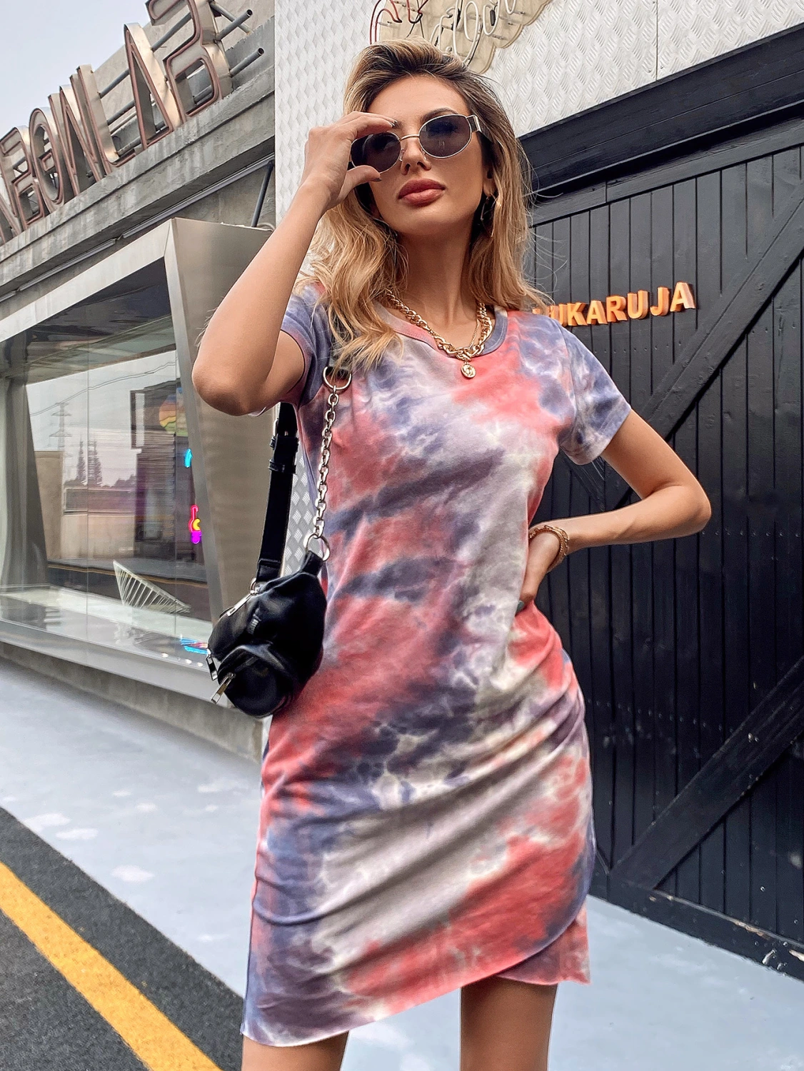 Spring And Summer Europe And America Tie-Dye Dress Women
