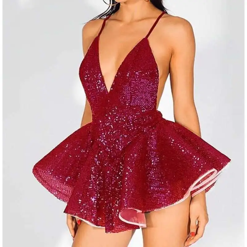 WoMen SequineD SWiMSuit Sexy BackleSS Mini Dress SWiMWear