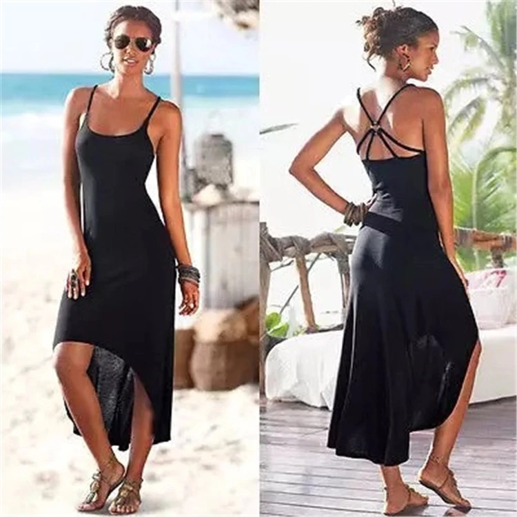 Fashion Knitted Buckle Halter Strap High Waist Dress