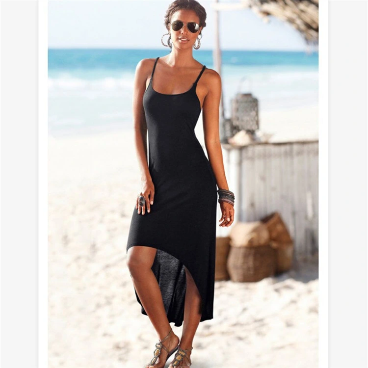 Fashion Knitted Buckle Halter Strap High Waist Dress