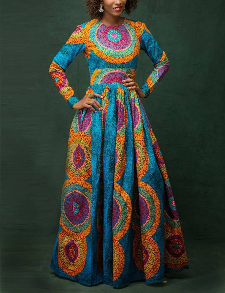 African Ethnic Style Digital Print Dress