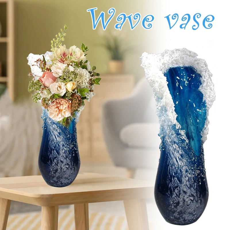 Majestic Wavy Vase Resin Desktop Flower Pot Creactive Home Coffee Shop Decoration