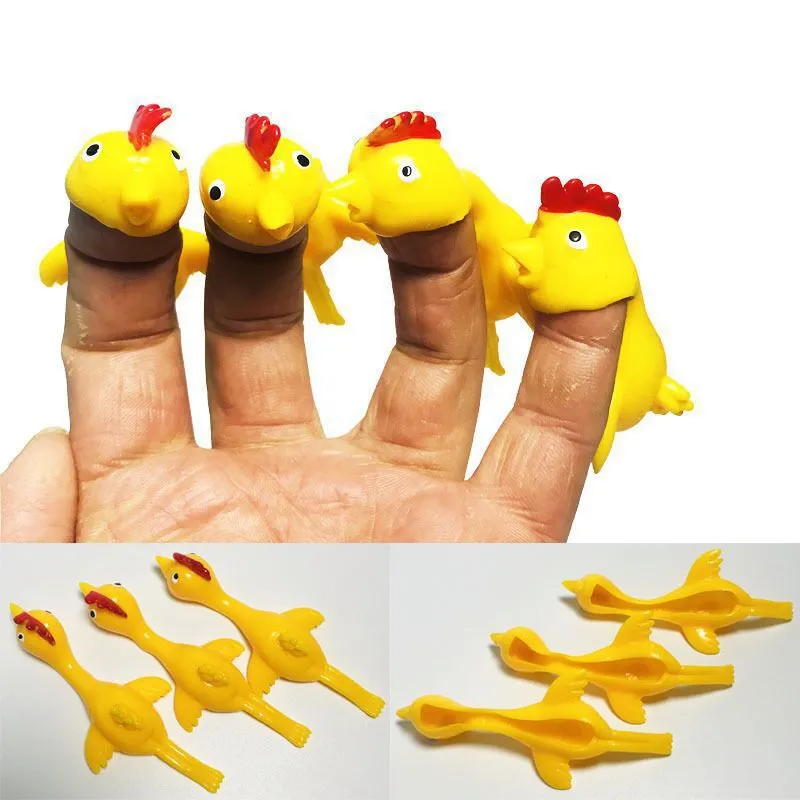 Novelty Catapulted Ejection Chicken Toy Light Rubber Finger Prank Flying Toy