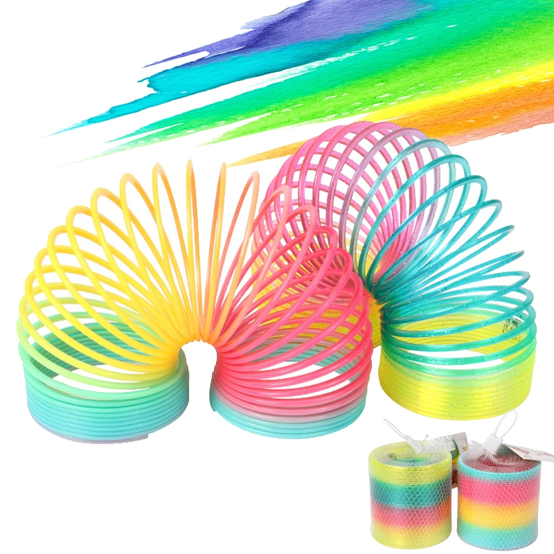 Rainbow Spring Coil Toys Plastic Folding Spring Coil Sports Game Child Funny Fashion Educational Creative Toys Gift For Children