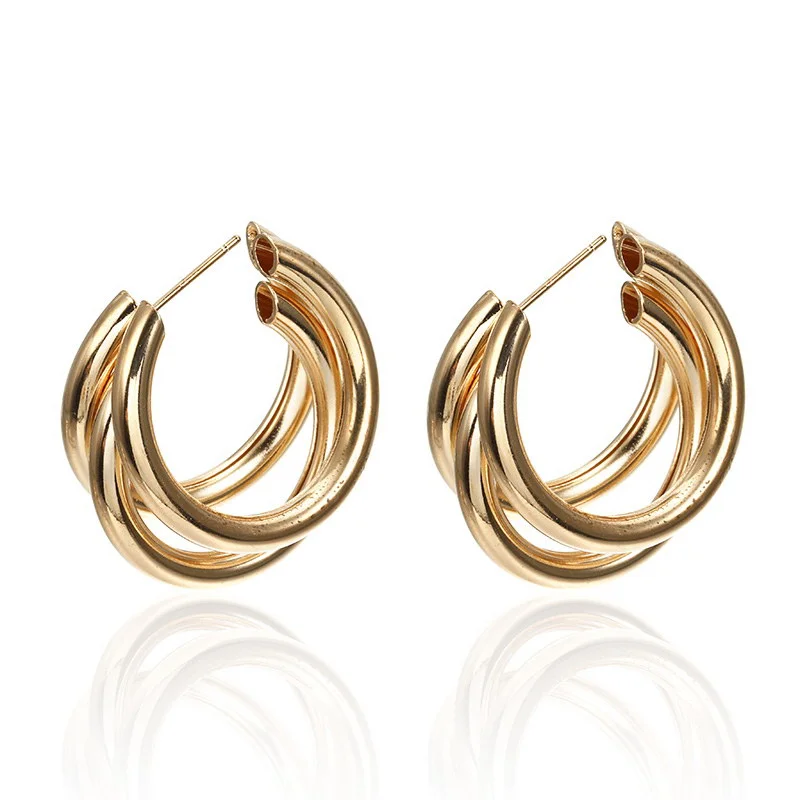 New Style Earrings Personality Cold Wind Metal Ring Ear Buckle Earrings Female C-shaped Earrings Earrings