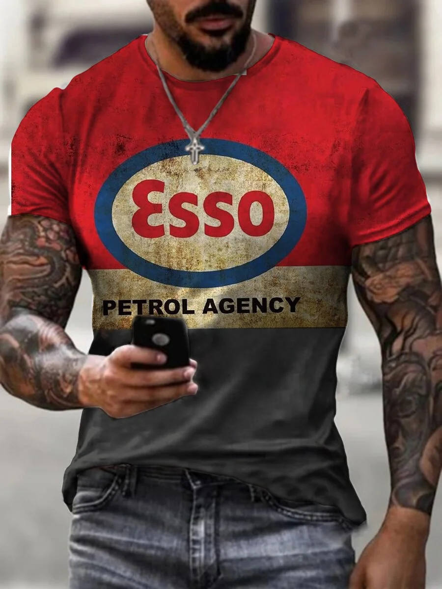 Men's Sports Round Neck Slim Youth Printed T-shirt