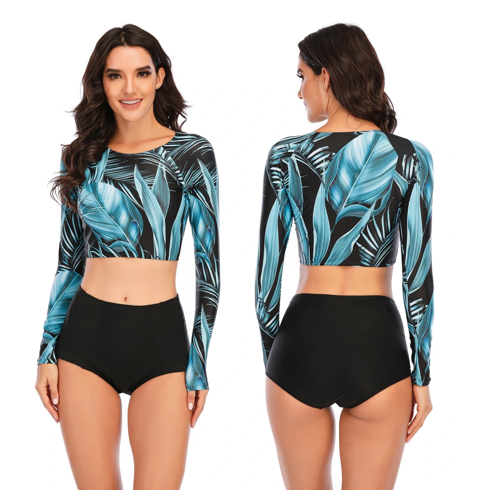 Split Long-sleeved Surfing Suit Sunscreen Female Swimsuit Hot Spring Diving Suit Sexy Swimsuit Ornihua 2208