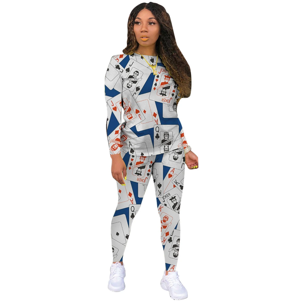 Classic Casual Poker Multicolor Long Sleeve Two-Piece Suit