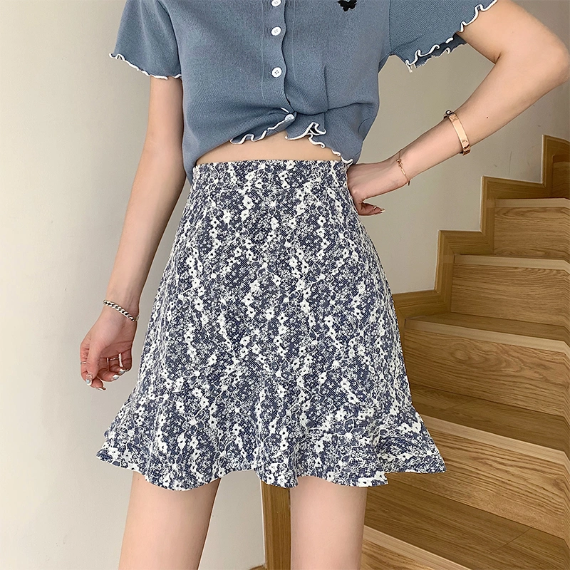 Lace Floral Skirt Female High Waist A-line Skirt Summer New Design Sense Small Buttocks Short Skirt