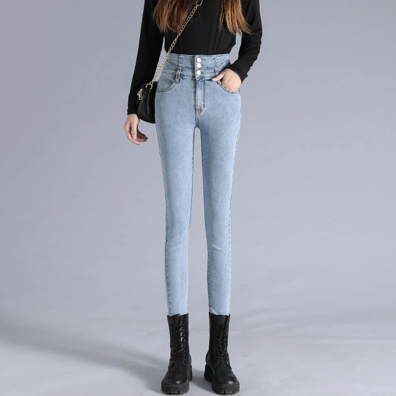 High-waisted Jeans Skinny Black Pencil Pants