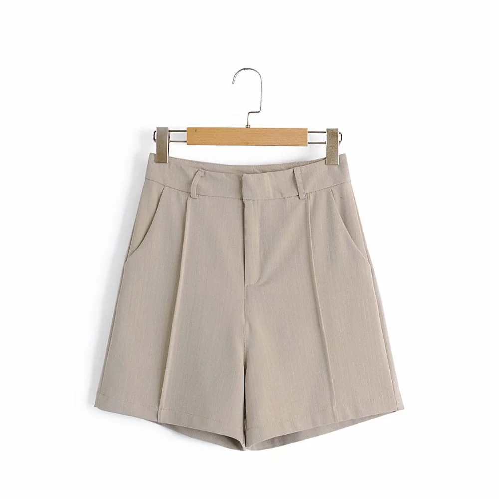 TRAF  Short Chic Avec Poches Pour Femmes, Vintage, Taille Haute, Pantalons Courts