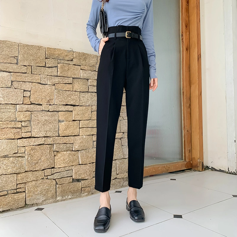 High-Waist Straight-Leg Suit Trousers Casual Pants