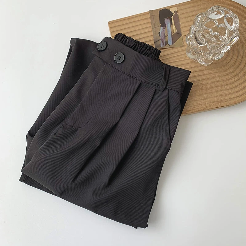 Summer New Women'S Korean Version Of The Black Drape Wide-Leg Pants Tide Ins High-Waist Suit Pants