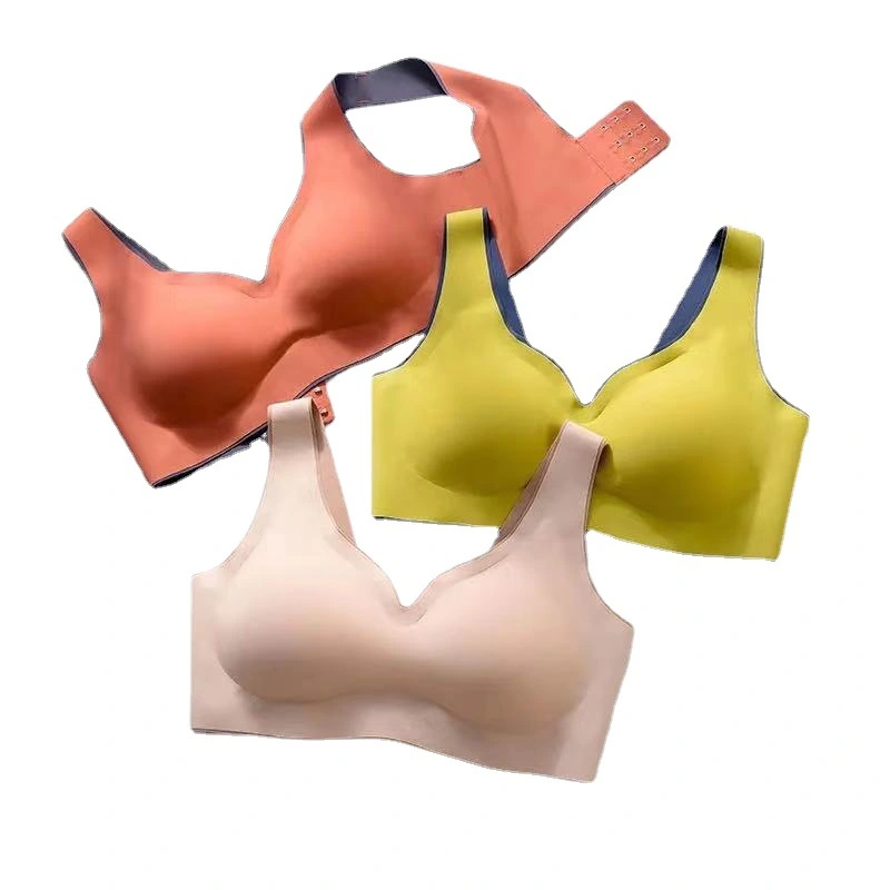 No Steel Ring Breasted Thin Section Gathered Side Breasts Sports Sleep Vest Bra Women