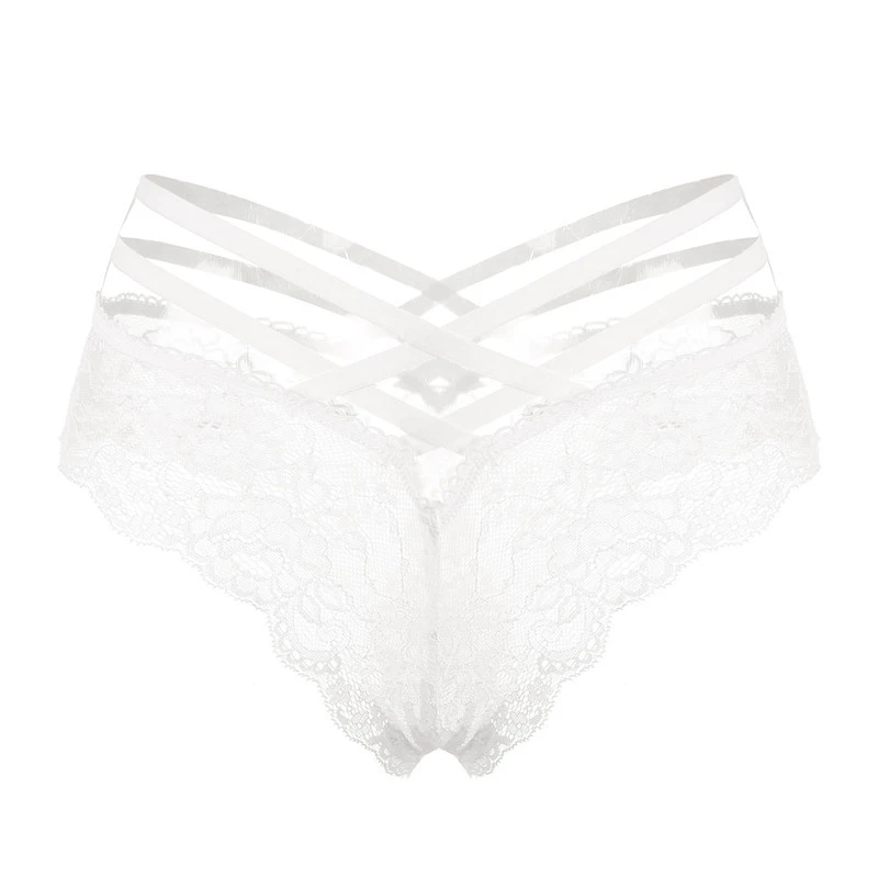 Sexy Ladies Cross Lace Transparent Low-Rise Briefs