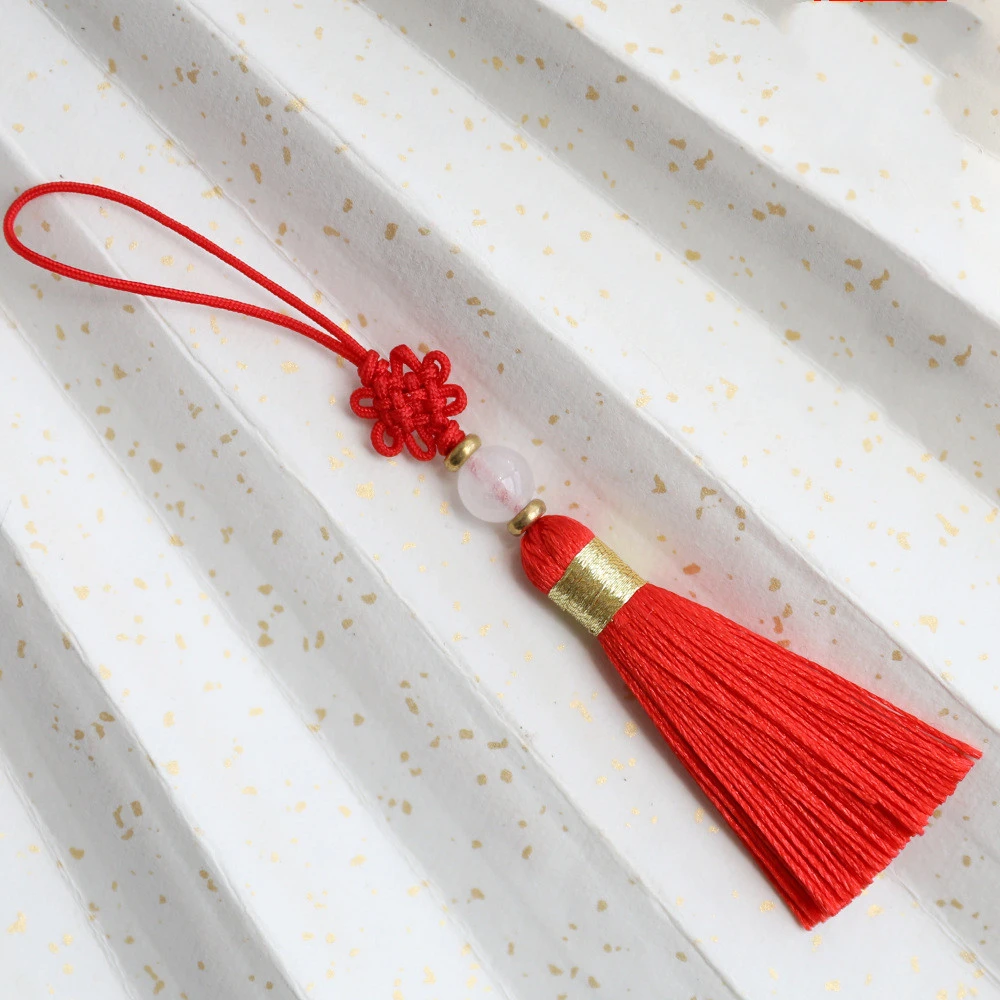 Factory Direct Sale Hand-Woven Bookmark Tassel Chinese Knot Small Tassel Horn Wood Comb Invitation Card Hanging Tassel Tassel