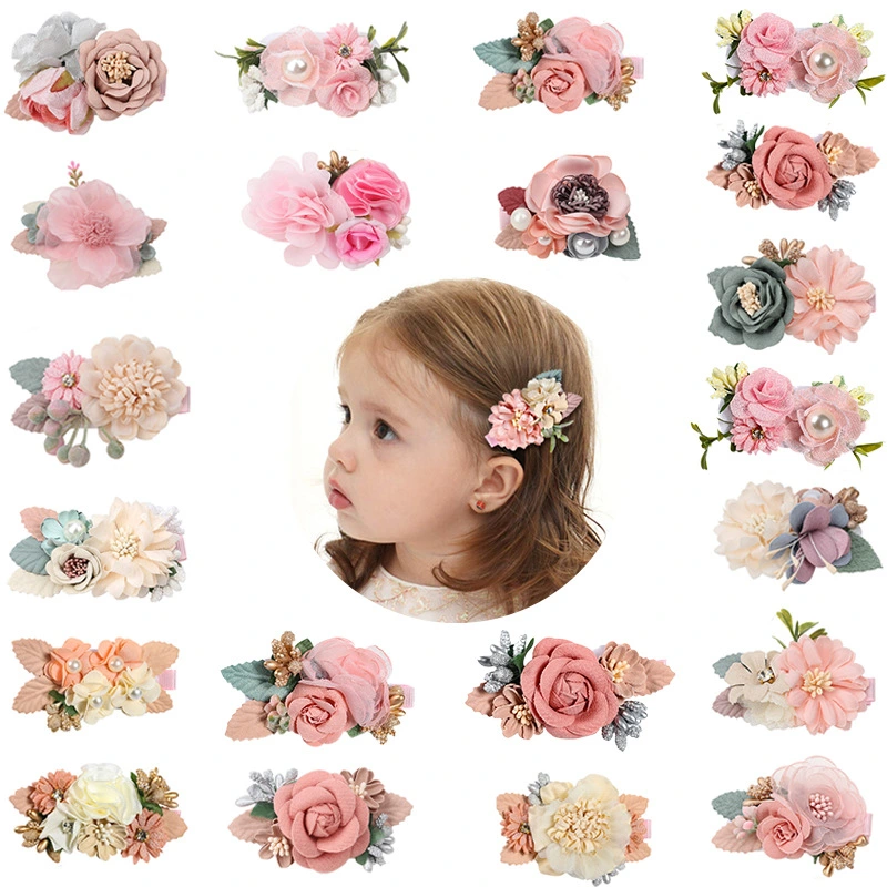 Pink Simulation Head Flower Hair Accessories, Princess All-match  And Natural Cute Hairpin