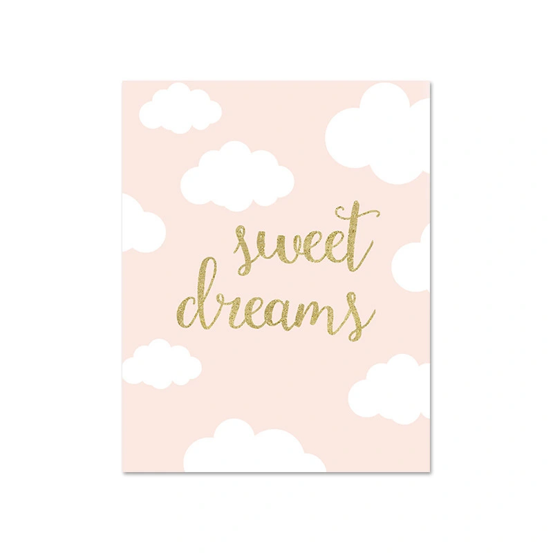 Pink Cartoon Wall Paintings Children'S Room Decoration Painting Core Warm Bedroom Frameless Painting Restaurant Mural