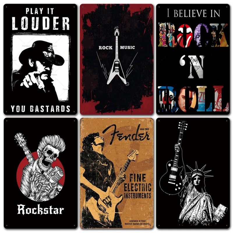 Rock Music Retro Tin Painting Cafe Background Wall Bar Frameless Decorative Painting