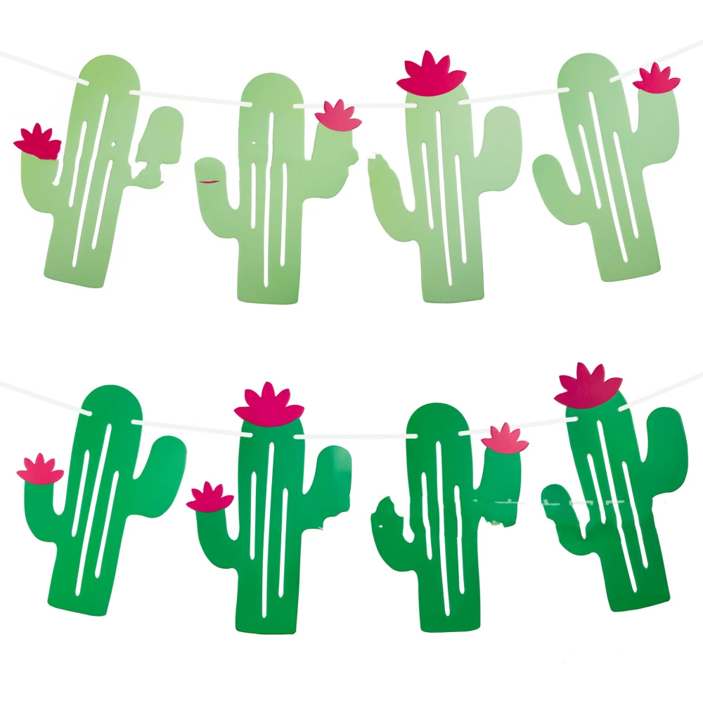 Cactus Pull Flower Hawaiian Theme Party Pull Flag Decoration Cartoon Cactus Pull Strip