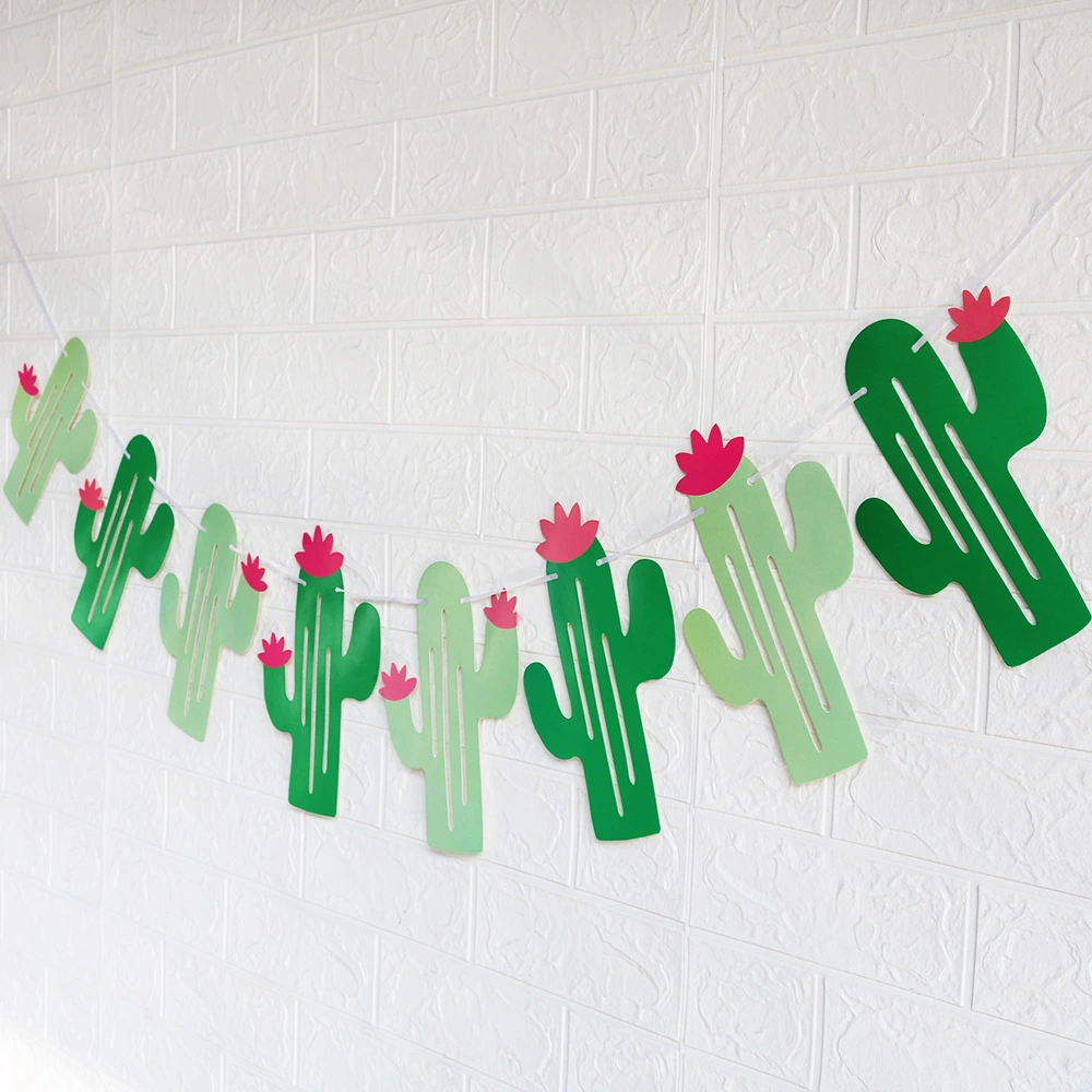 Cactus Pull Flower Hawaiian Theme Party Pull Flag Decoration Cartoon Cactus Pull Strip