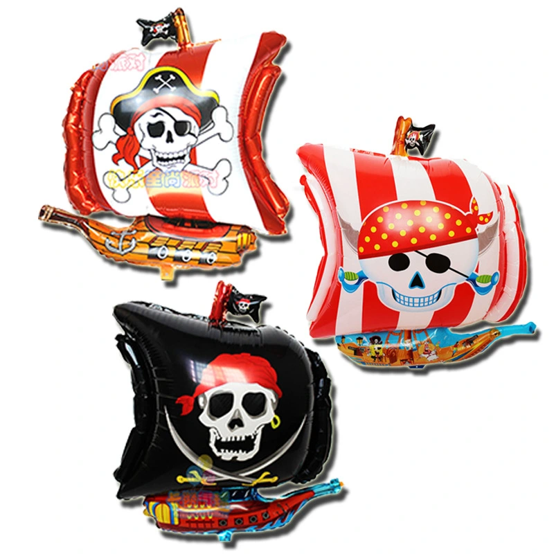 Pirate Ship Shape Aluminum Film Balloon Wholesale Cartoon Halloween Party Decoration Balloon Skull