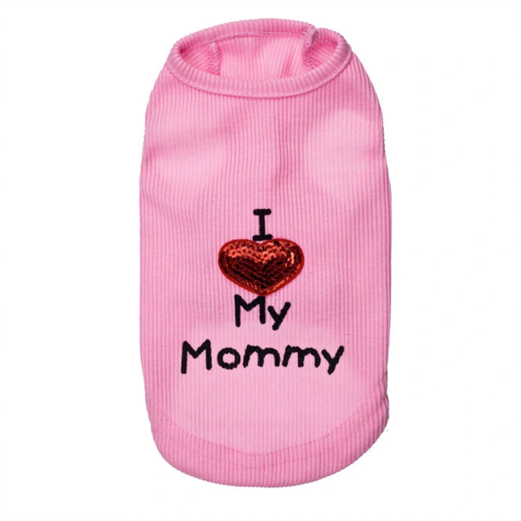 Dog Vest Clothing Pure Cotton Material I Love Mom Pet Clothes