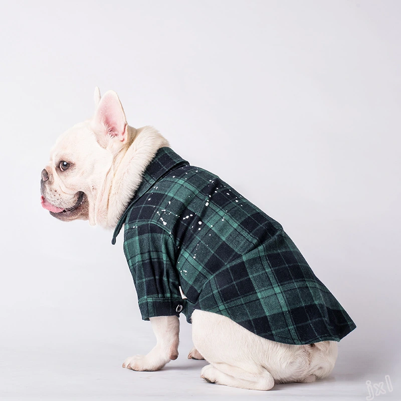 Autumn And Winter New Pet Clothing Plaid Shirt All-match Casual Cotton Plaid Shirt