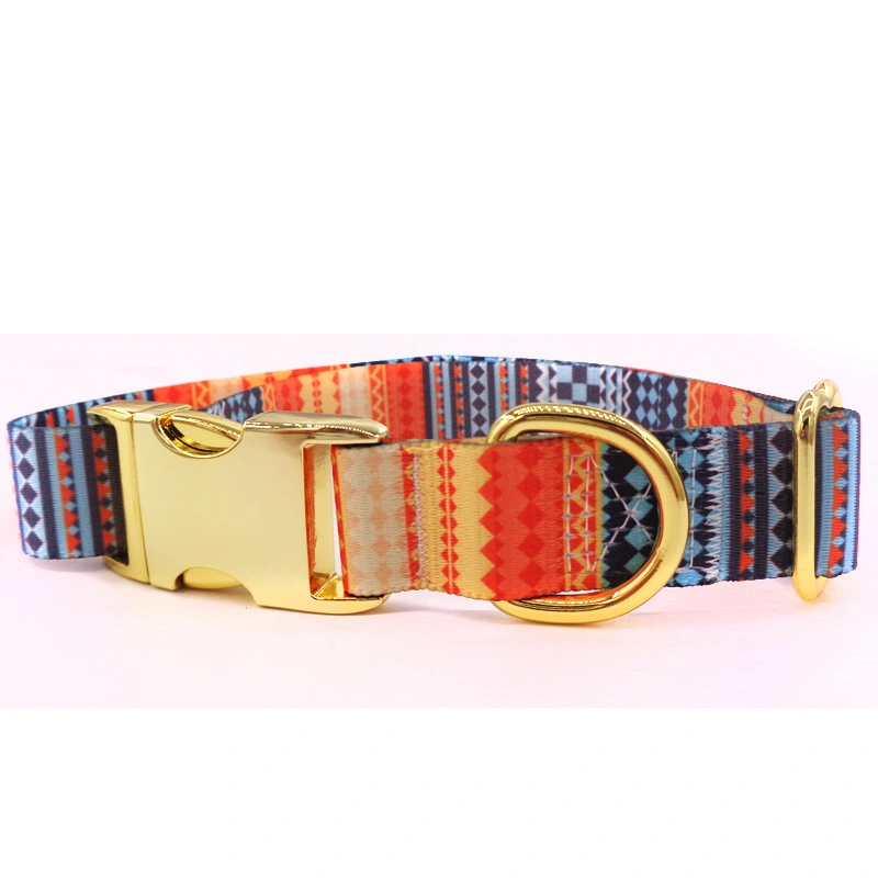 Golden Buckle Collar With Lettering Dog Collar