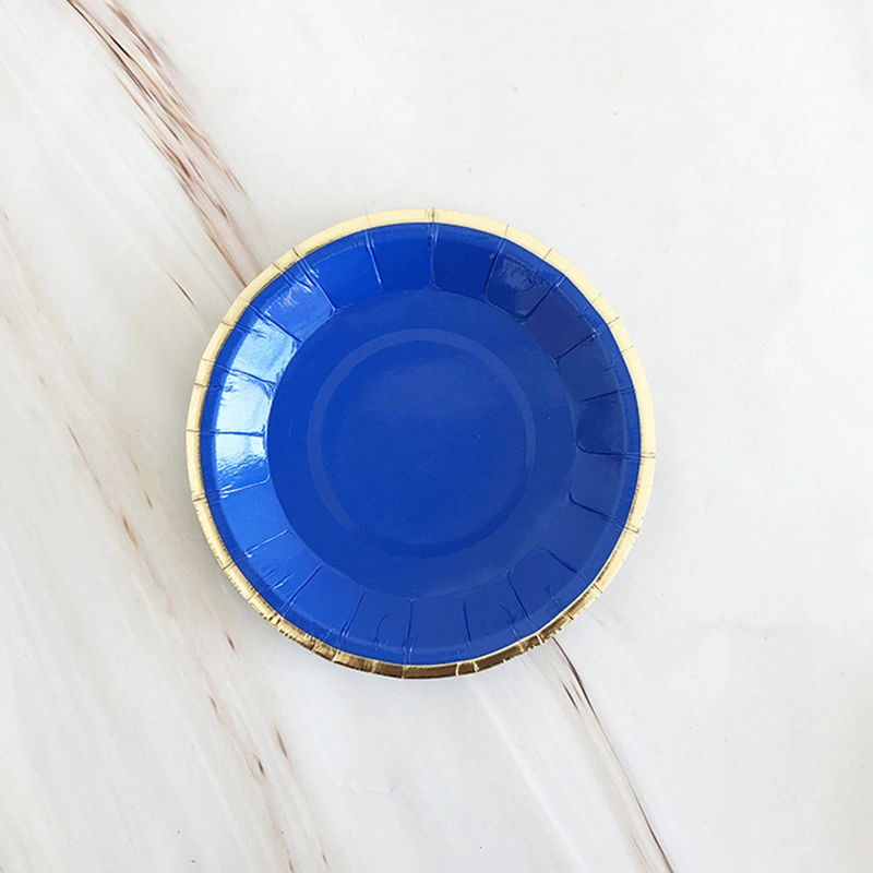 Disposable Tableware Royal Blue Series Paper Plate Paper Cup Children Adult Birthday Party