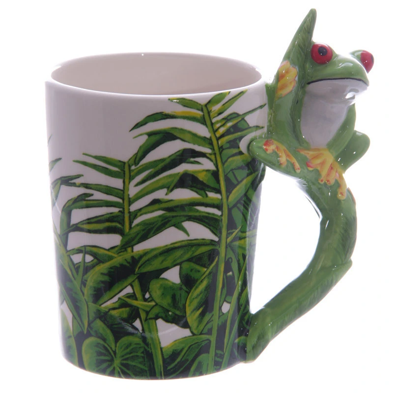 Cute Parrot Woodpecker Frog Ceramic Mug 3D Three-dimensional Bird Water Cup Hand-painted 3D Animal Handle Cup