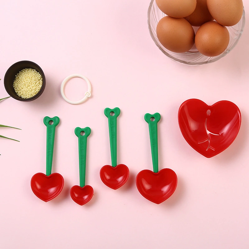 5 sets of heart-shaped measuring spoons, teaspoons, kitchen, flour, sugar, condiments, baking tools, wedding supplies