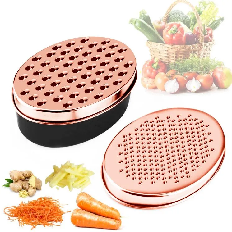 Rose Gold Brass Double-sided Cheese Planer Oval Box Cheese Planer Vegetable Planer Lunch Box Planer Grater