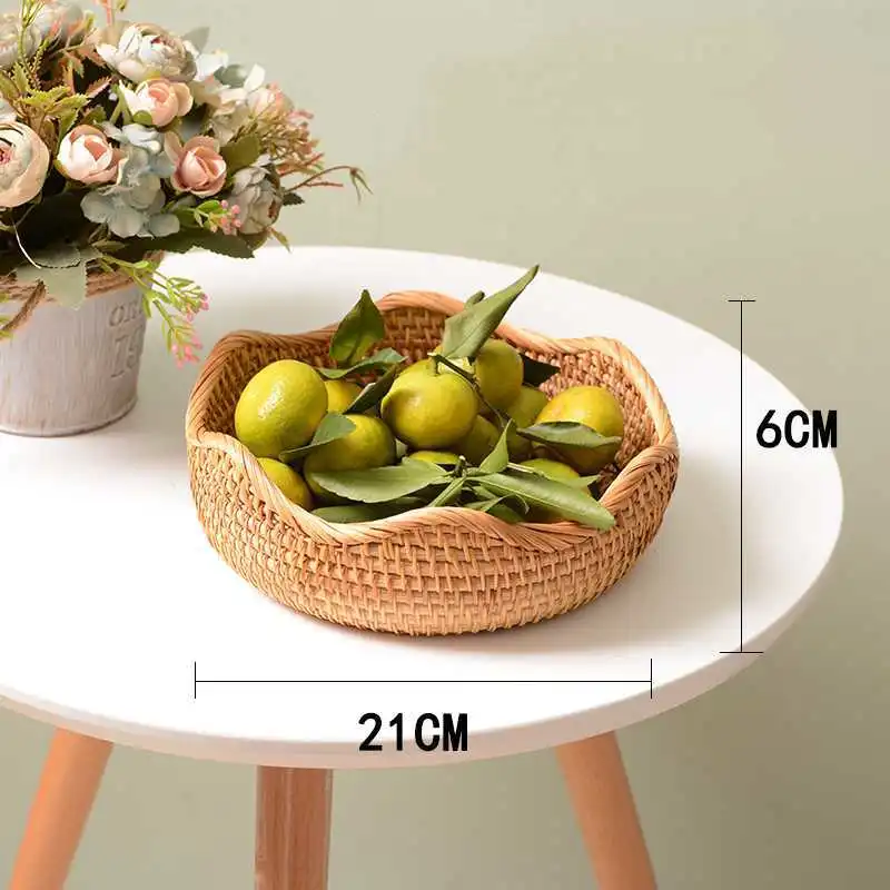 Vietnam Rattan Fruit Basket Storage Basket Living Room Snacks Sundries Candy Basket Creative Dried Fruit Box Bread Basket Food Basket