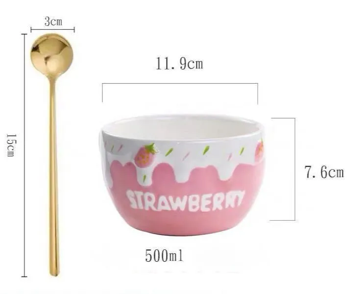 Strawberry Bowl Ceramic Home Breakfast Bowl Creative Instant Noodle Bowl