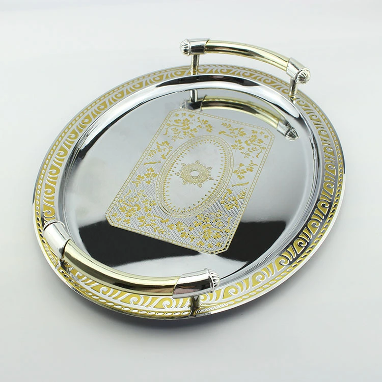 Stainless Steel Oval Golden European Style Hotel Pastry House Restaurant Small Tray