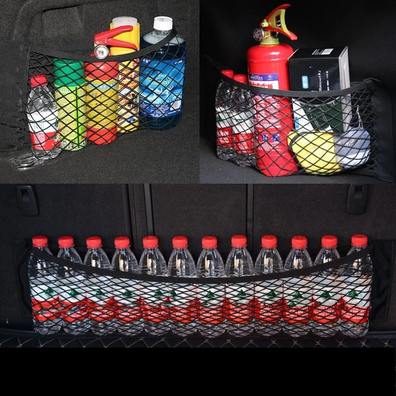 Trunk Car Net Pocket Velcro Car Accessories Storage Bag Net Fixed Net Bag Car Tail Box Storage Bag