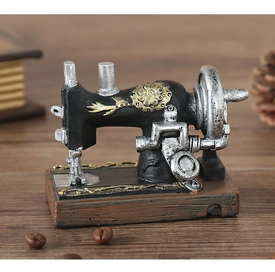 Retro Nostalgic Sewing Machine Antique Small Furnishings Creative Window Display Props Desktop Ornaments Resin Crafts