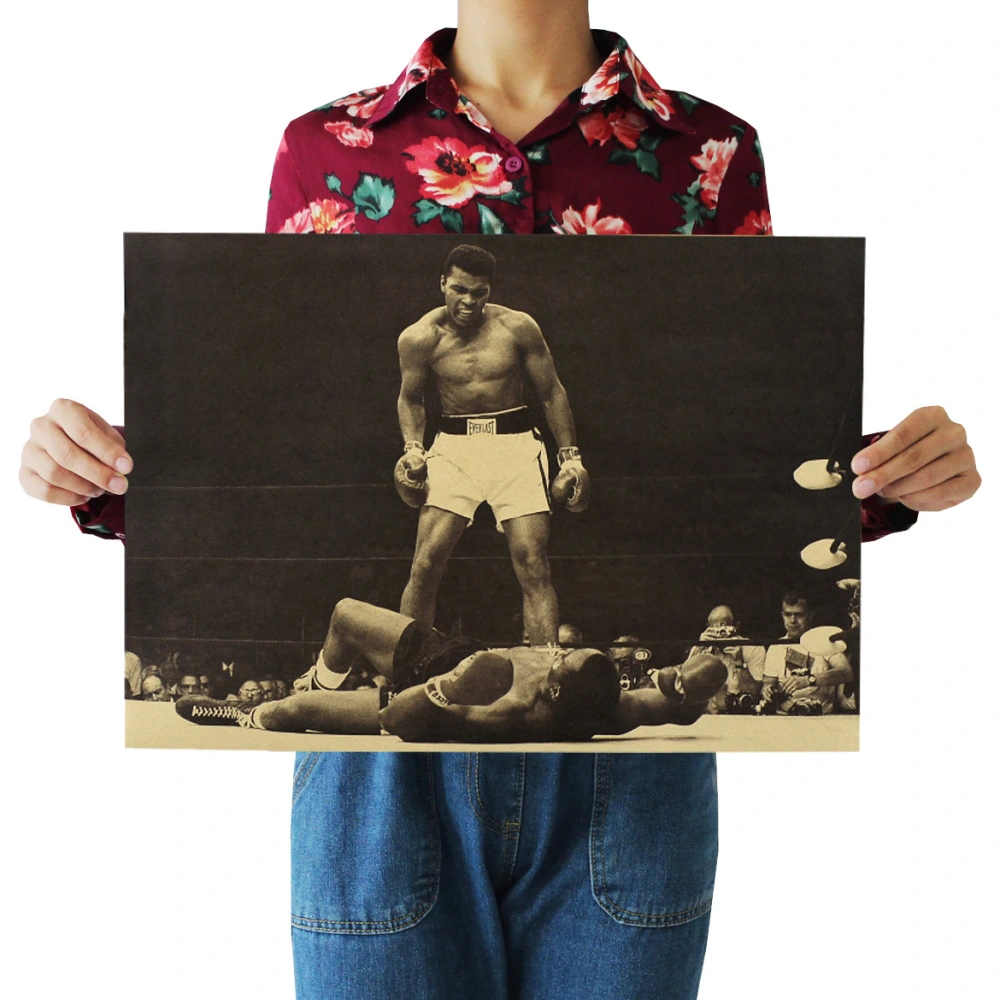 Boxing King Ali Nostalgic Vintage Kraft Paper Poster Painting Core