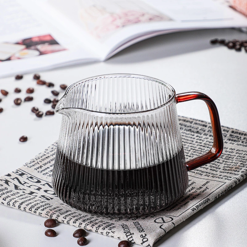 Transparent Glass Vertical Pattern Coffee Pot