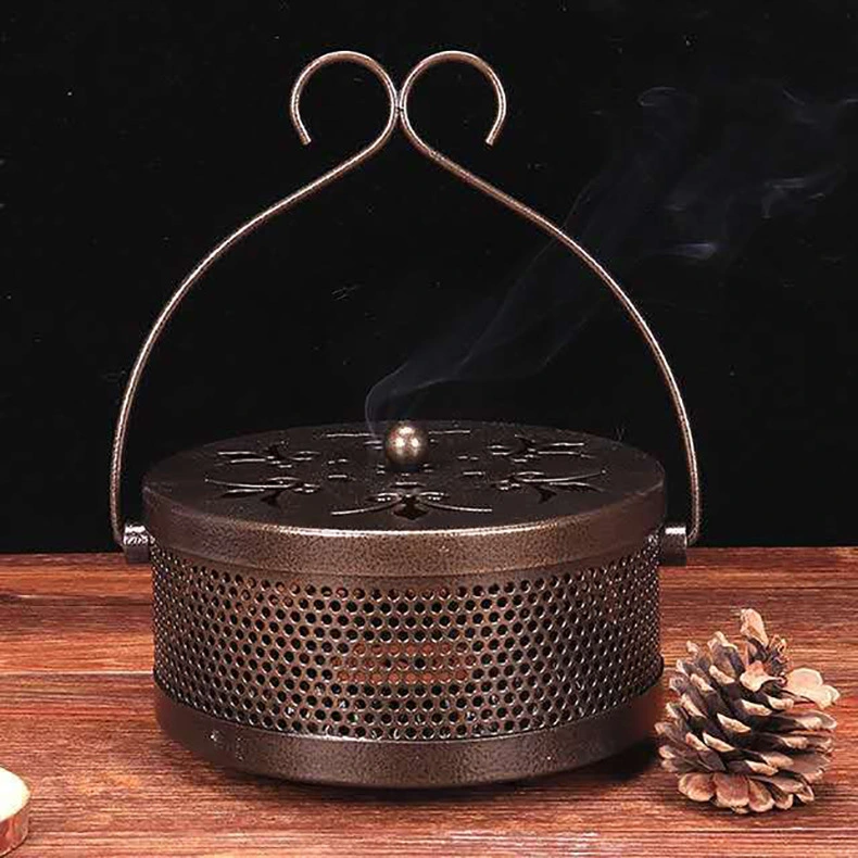 Portable Home Wrought Iron Fireproof Retro Mosquito Coil Box