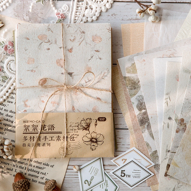 Retro Handmade Hand Account Material Kraft Paper Hand Account Seal Base Collage Mixed Special Paper Note Background Paper