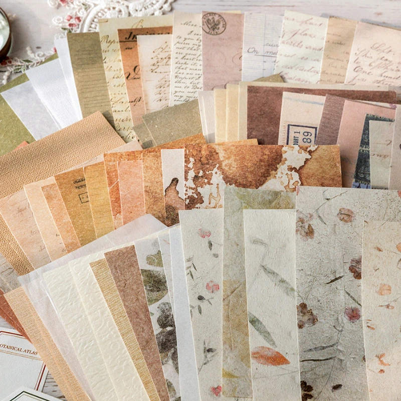 Retro Handmade Hand Account Material Kraft Paper Hand Account Seal Base Collage Mixed Special Paper Note Background Paper