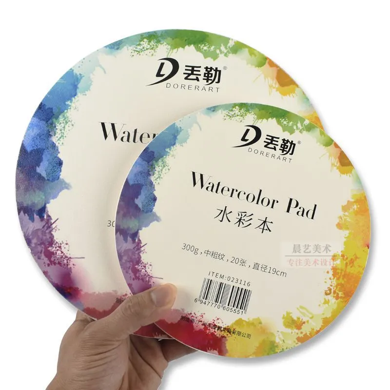 Round Tin Box Watercolor Paint Paper Hand-painted Postcard