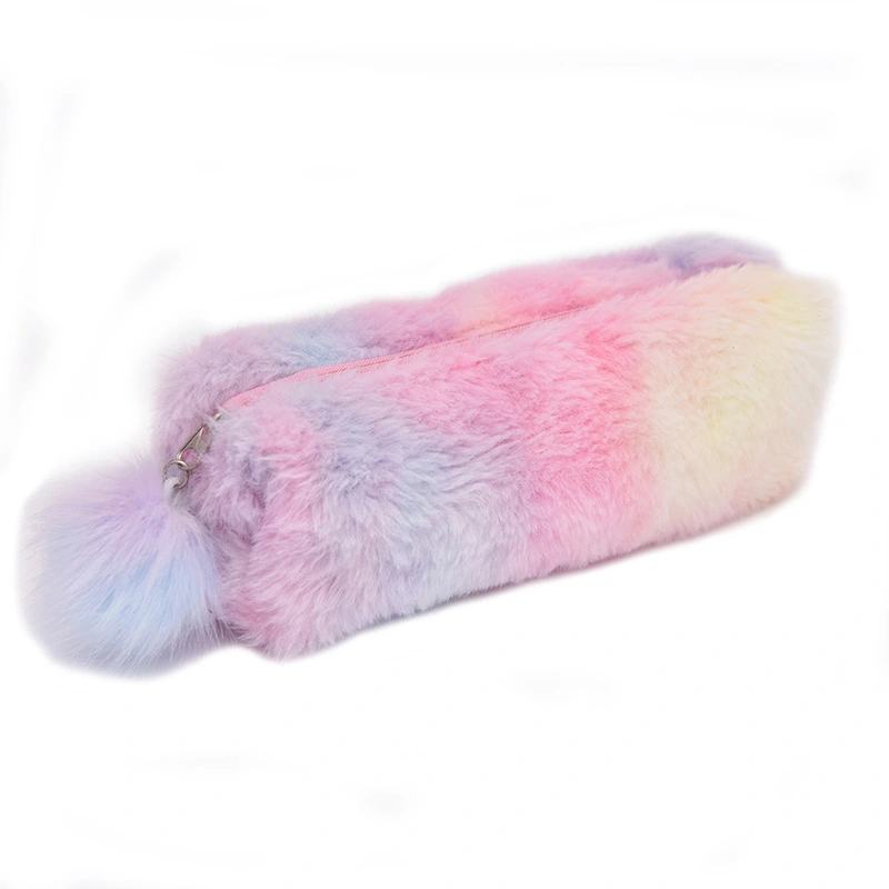 Creative Pencil Case Gradient Color Cute Girl Plush Octagonal Pencil Case