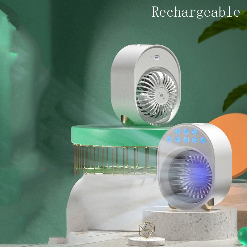 3 in 1 Portable USB Fan Air Cooler Humidifier Color Light 3 Gear Large Capacity Water Tank Air Cooler Table Fan Humidifier