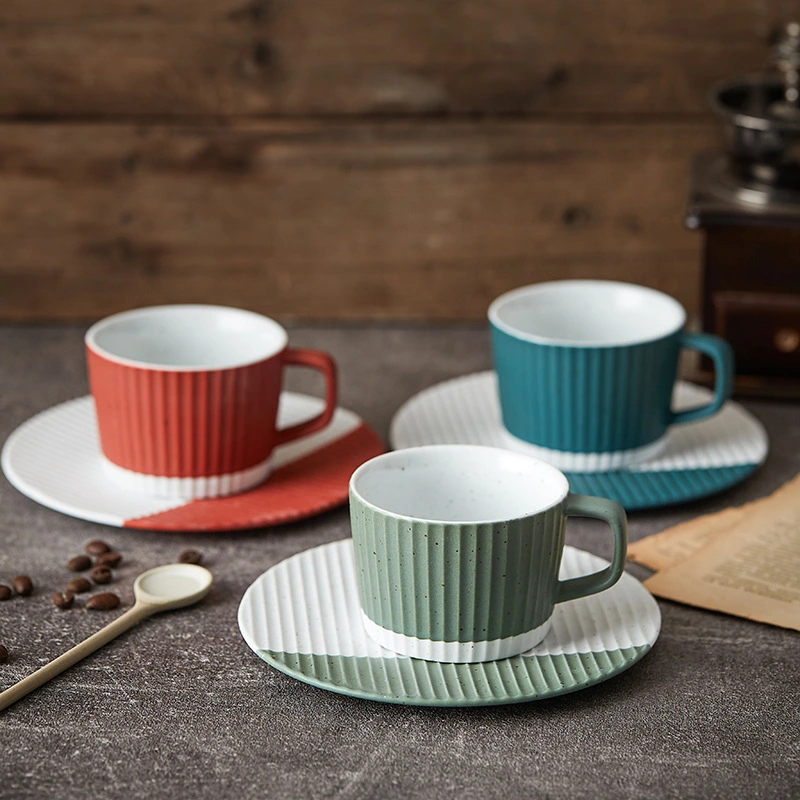 Creative Stoneware Coffee Cup And Saucer Set