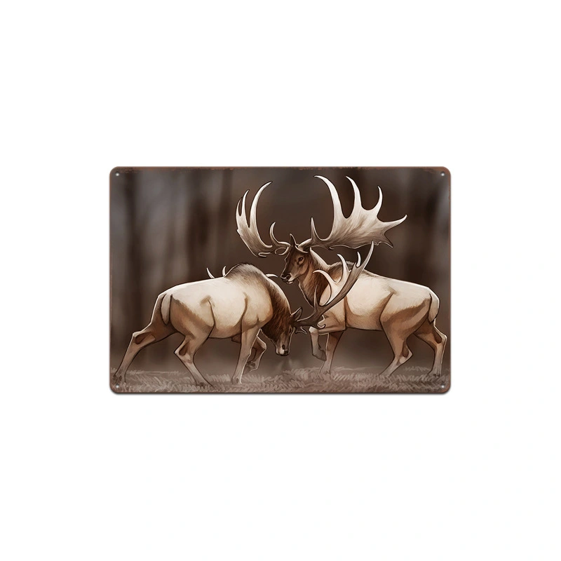 New Custom Elk Vintage Tin Painting