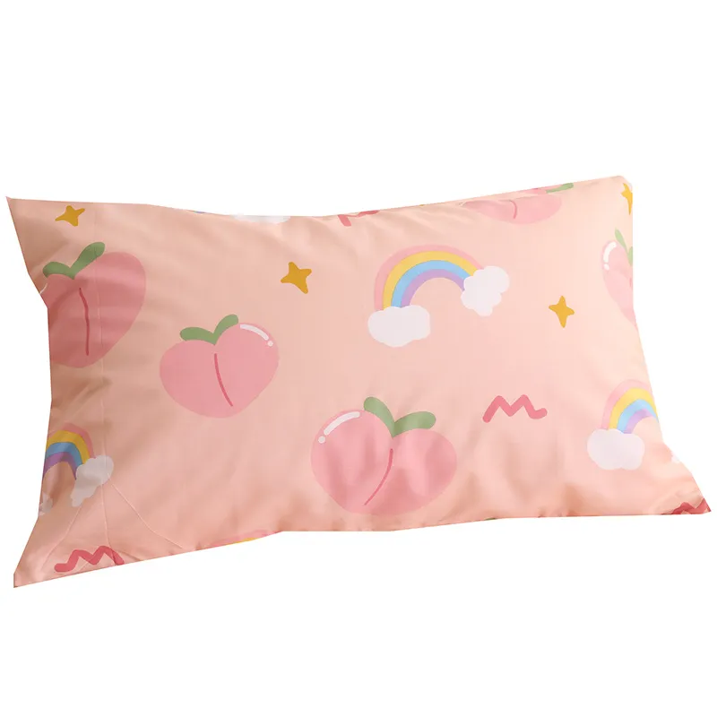 Korean Style Lovely Peach Rainbow Pattern Printing Pillowcase